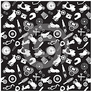 Motorcycle, background pattern and icon