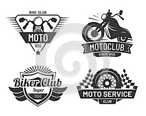 Motorcycle badges of collection, moto biker club