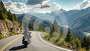 on a motorcycle on a mountain road