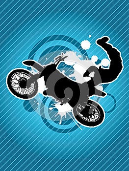 Motorcycle and biker silhouette. Vector