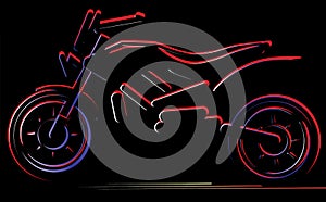 Motorcycle on black background, moto illustration