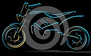 Motorcycle on black background, moto illustration