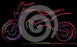 Motorcycle on black background, moto illustration photo