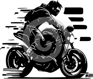 Motorcycle - black and white vector illustration