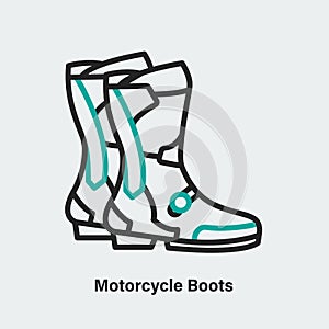 Motorcycle boots outline isolated icon. Linear picture of shoes on light