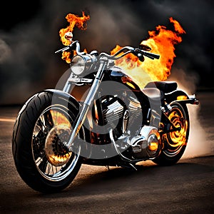 Motorcycle burning - ai generated