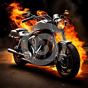 Motorcycle burning - ai generated