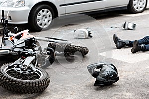 Motorcycle and car accident