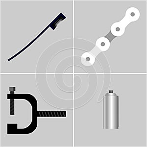 Motorcycle chain maintenance routine tools vector illustration