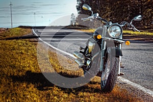 Motorcycle chopper on the roadside