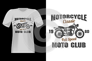 Motorcycle Classic Bike Men\'s With Silhouette Vintage Retro T-Shirt Design