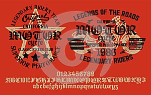 Motorcycle club community logo design.Decorative  font