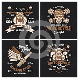Motorcycle colored emblems or prints on dark