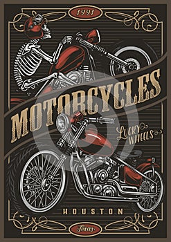 Motorcycle colorful poster