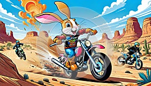 motorcycle dirt bike cycle rabbit bunny funny daredevil racing