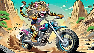 motorcycle dirt bike cycle tiger lion cat desert race track