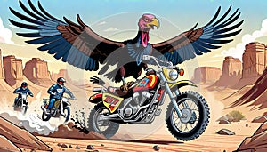 motorcycle dirt bike cycle turkey vulture condor bird biker bully