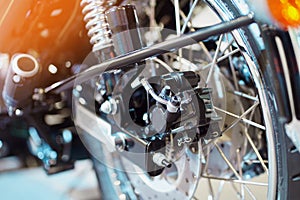 motorcycle disk brake with ABS system .selective focus
