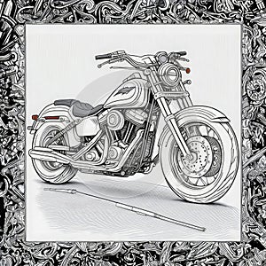 Motorcycle drawing by color pencils