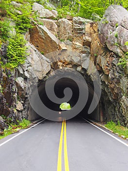 Motorcycle driving along Skyline Drive in the Shenandoah Valley