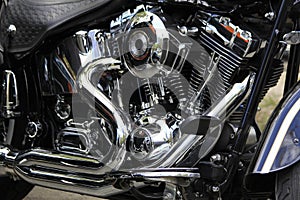 Motorcycle engine chrome and silver color