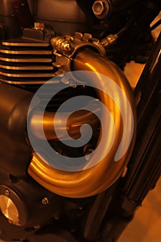 Motorcycle engine close-up detail background