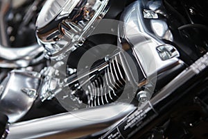 A motorcycle engine close up detail background