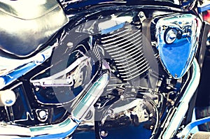 Motorcycle engine of a powerfull chopper photo