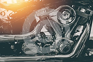 Motorcycle engine shiny chrome