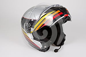 Motorcycle flip-front modular touring Helmet over white background