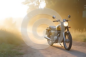 motorcycle in the fog. Neural network AI generated