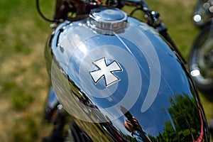 Motorcycle fuel tank close-up