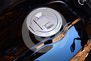 Motorcycle fuel tank closeup