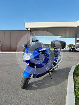 Motorcycle at gas station