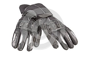 Motorcycle gloves black for winter isolated in white background