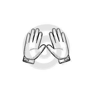 Motorcycle gloves hand drawn outline doodle icon.