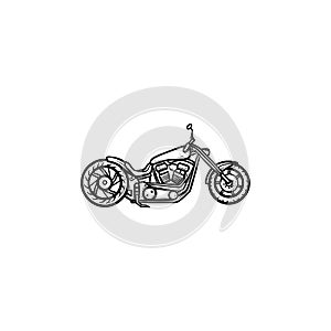 Motorcycle hand drawn outline doodle icon.