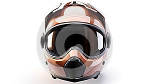 Motorcycle helmet with goggles isolated on white background. Generative Ai