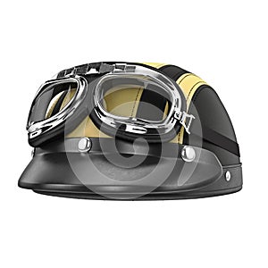 Motorcycle helmet with goggles and a visor