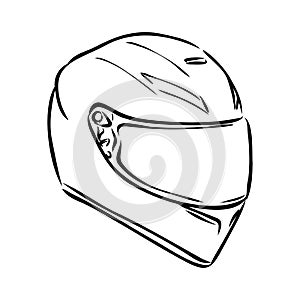 Motorcycle helmet hand drawn outline doodle icon. Motorbike protection and speed, safety equipment concept. Vector