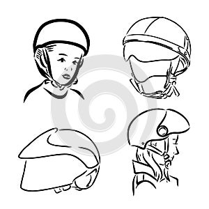 Motorcycle helmet hand drawn outline doodle icon. Motorbike protection and speed, safety equipment concept. Vector