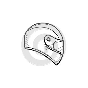 Motorcycle helmet hand drawn outline doodle icon.