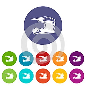 Motorcycle helmet icons set vector color