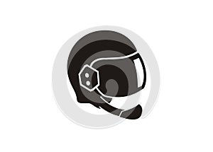 Motorcycle helmet. Simple illustration in black and white.