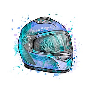 Motorcycle helmet from a splash of watercolor
