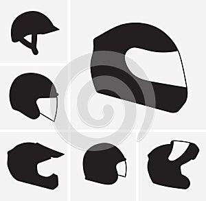 Motorcycle helmets vector silhouette