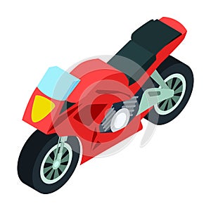 Motorcycle icon in cartoon style isolated on white background. Transportation symbol stock vector illustration.