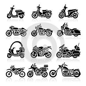 Motorcycle Icons. Vector Illustration.