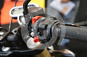 Motorcycle ignition and engine kill button.