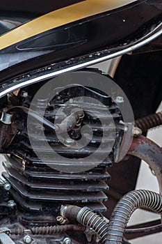 Motorcycle internal combustion engine cylinder close-up